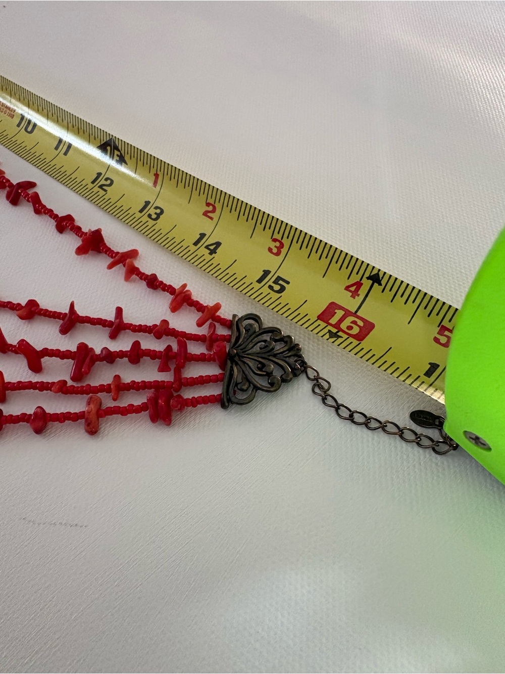 Red Multi-Strand Beaded Statement Necklace - Picture 6 of 6